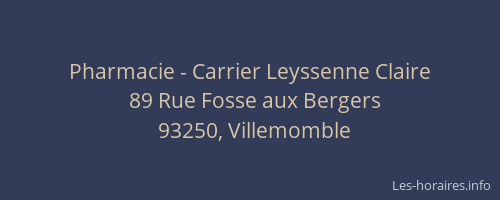 Pharmacie - Carrier Leyssenne Claire