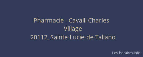 Pharmacie - Cavalli Charles
