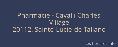 Pharmacie - Cavalli Charles