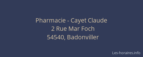 Pharmacie - Cayet Claude