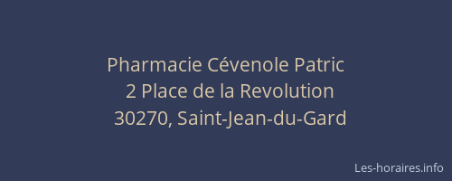 Pharmacie C&eacute;venole Patric