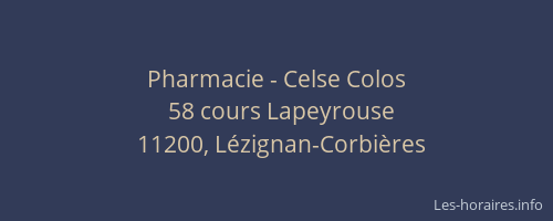 Pharmacie - Celse Colos
