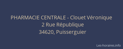 PHARMACIE CENTRALE - Clouet Véronique