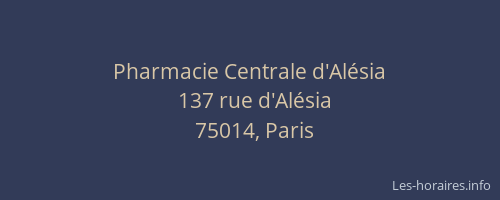 Pharmacie Centrale d'Alésia