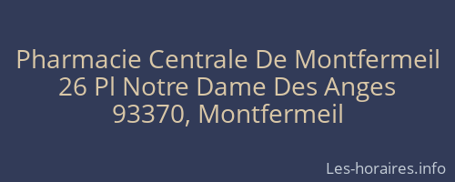 Pharmacie Centrale De Montfermeil