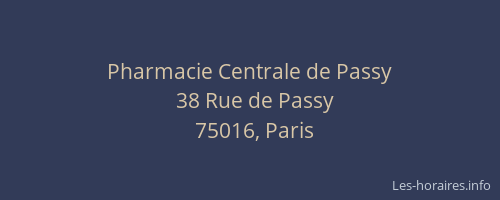 Pharmacie Centrale de Passy