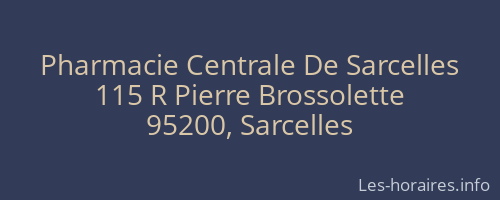 Pharmacie Centrale De Sarcelles