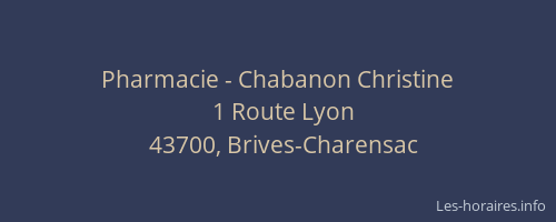 Pharmacie - Chabanon Christine