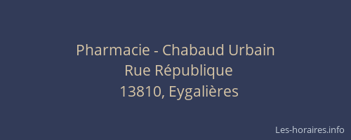 Pharmacie - Chabaud Urbain