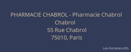 PHARMACIE CHABROL - Pharmacie Chabrol Chabrol