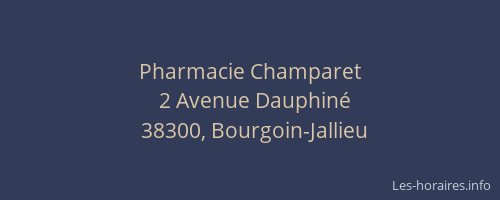 Pharmacie Champaret