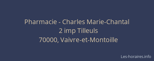 Pharmacie - Charles Marie-Chantal