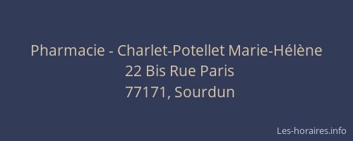 Pharmacie - Charlet-Potellet Marie-Hélène