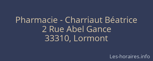 Pharmacie - Charriaut Béatrice