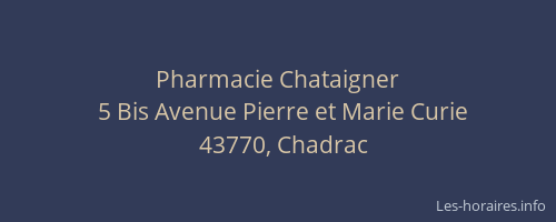 Pharmacie Chataigner