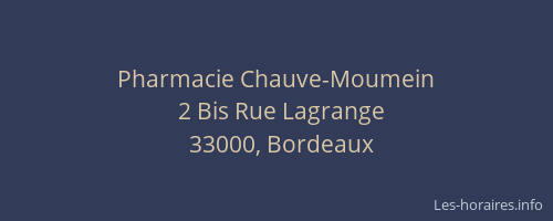 Pharmacie Chauve-Moumein