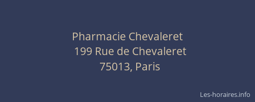 Pharmacie Chevaleret