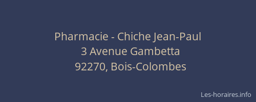 Pharmacie - Chiche Jean-Paul