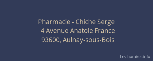 Pharmacie - Chiche Serge