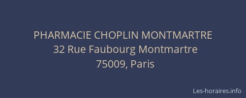 PHARMACIE CHOPLIN MONTMARTRE