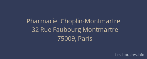 Pharmacie  Choplin-Montmartre