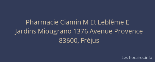 Pharmacie Ciamin M Et Leblême E
