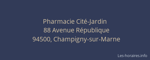 Pharmacie Cit&eacute;-Jardin