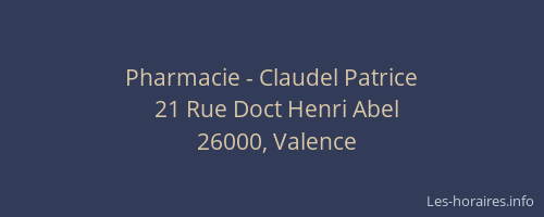 Pharmacie - Claudel Patrice