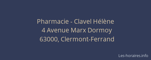 Pharmacie - Clavel Hélène