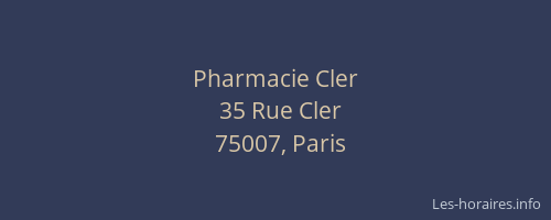 Pharmacie Cler