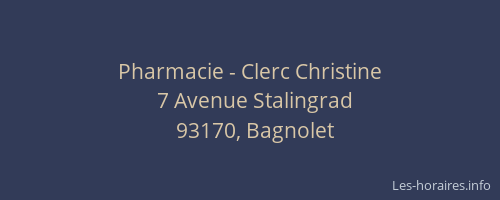 Pharmacie - Clerc Christine
