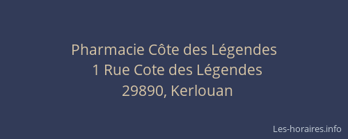 Pharmacie C&ocirc;te des L&eacute;gendes