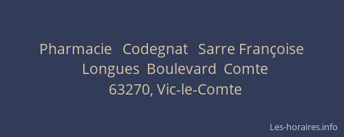 Pharmacie   Codegnat   Sarre Fran&ccedil;oise