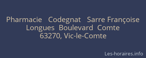 Pharmacie   Codegnat   Sarre Françoise