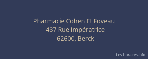 Pharmacie Cohen Et Foveau