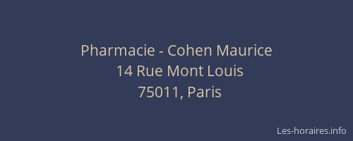 Pharmacie - Cohen Maurice