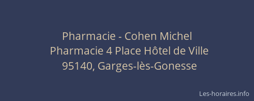 Pharmacie - Cohen Michel