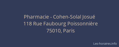Pharmacie - Cohen-Solal Josué