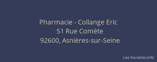 Pharmacie - Collange Eric
