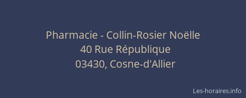 Pharmacie - Collin-Rosier Noëlle