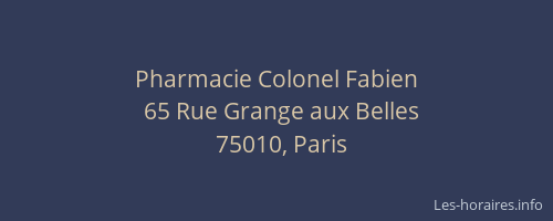 Pharmacie Colonel Fabien