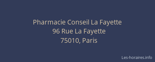 Pharmacie Conseil La Fayette