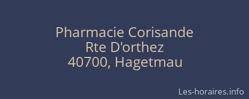 Pharmacie Corisande
