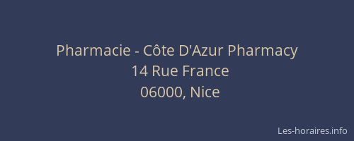 Pharmacie - Côte D'Azur Pharmacy
