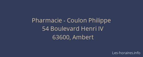 Pharmacie - Coulon Philippe