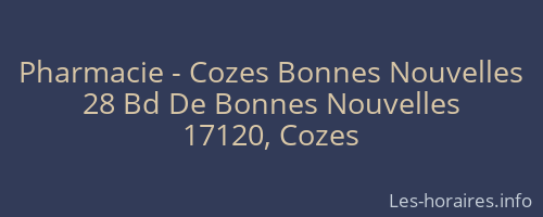 Pharmacie - Cozes Bonnes Nouvelles