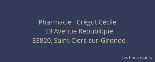 Pharmacie - Crégut Cécile