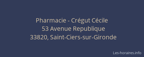 Pharmacie - Cr&eacute;gut C&eacute;cile