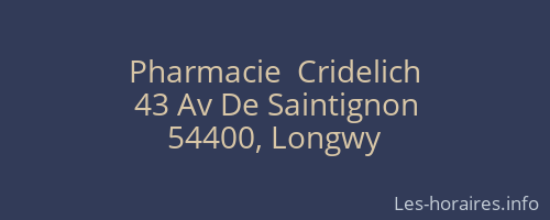 Pharmacie  Cridelich