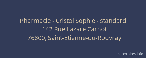 Pharmacie - Cristol Sophie - standard